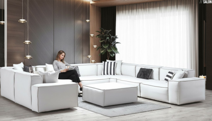 Ieware baltā dzīvo istabas mēbele elegants dizains Itālijas stilā.