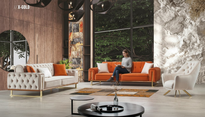 Luksusa mēbeles ASV stila Chesterfield dīvānu komplekts dīvāns daudzkrāsains sofa