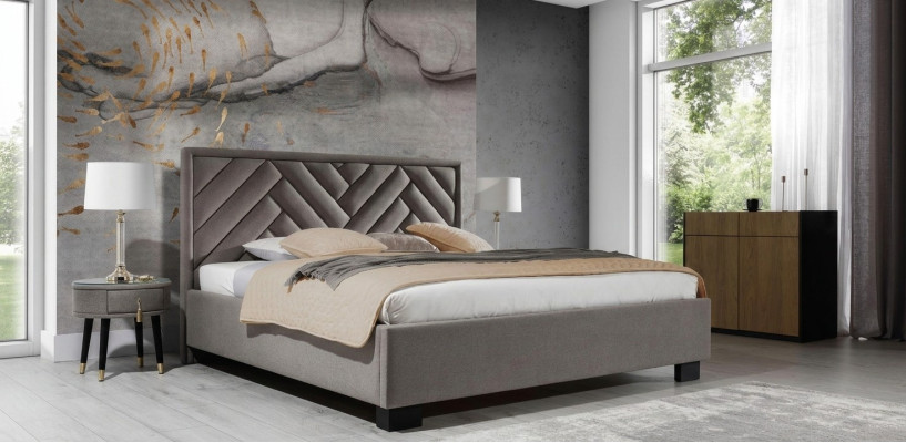 Polsteris Gulta Mēbeles Guļamistaba Gultas Taupe Brūna 200x200cm Atpūtai