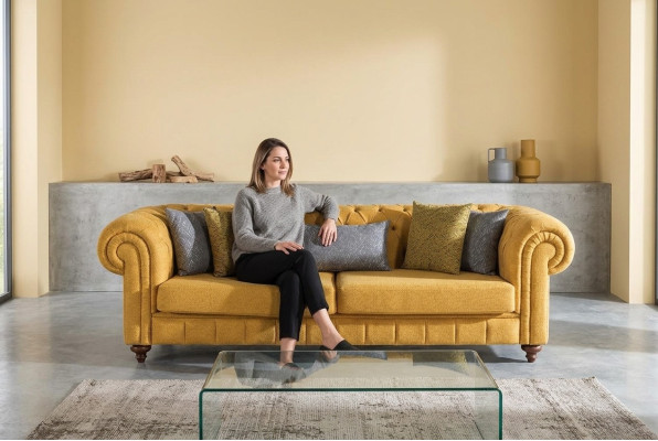 Dīvāns Dīvāns Polster Dīvāni Dizaina Mēbeles 3 personas sēdekļu Chesterfield sofa