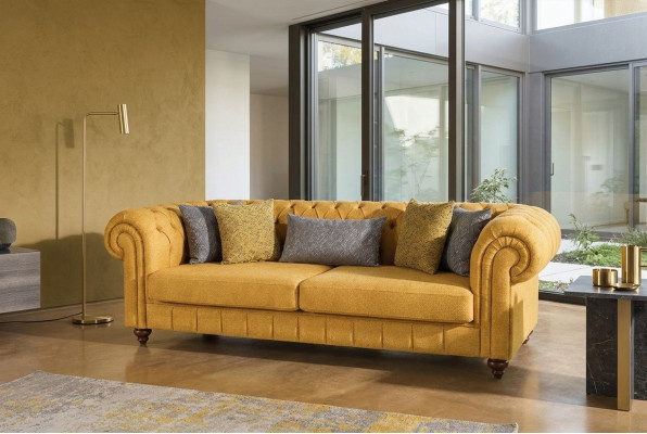 Dīvāns Dīvāns Polster Dīvāni Dizaina Mēbeles 3 personas sēdekļu Chesterfield sofa
