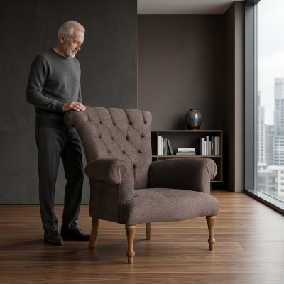 Chesterfield dīvāns Sofa Atpūta Audums Lounge Luksusa polsteris Krēsls dizains Brūns