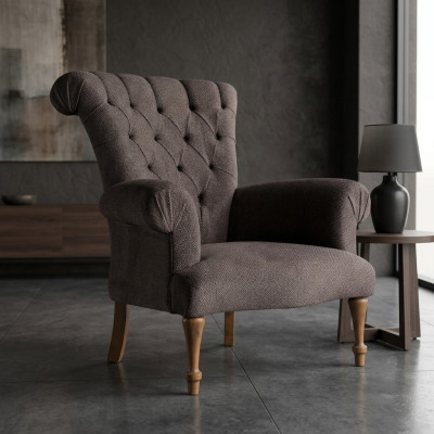 Chesterfield dīvāns Sofa Atpūta Audums Lounge Luksusa polsteris Krēsls dizains Brūns