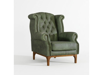 Zaļais Chesterfield luksusa krēsla mīkstais krēsls dizaina rokturis krēsls.