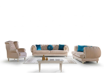 Beža divguļamā sofa 3+2+1 sēdvieta luksusa auduma dīvāns stilīgai mēbelei