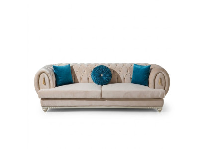 Apdrukātais Chesterfield dīvāns dizainera trīsvietīgs auduma dīvāns