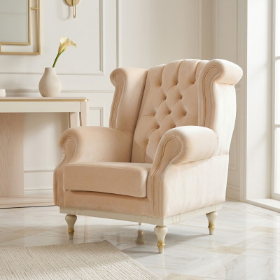 Baltie retro krēsla Chesterfield vienvietīgais bāra krēsls dzīvojamā istaba 1-vietīgais