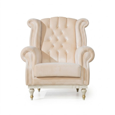 Baltie retro krēsla Chesterfield vienvietīgais bāra krēsls dzīvojamā istaba 1-vietīgais