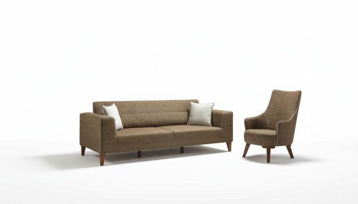 Sofas komplekts 3+1 sēdvietas polster Sofa polstergarnitur mēbeles brūns audums