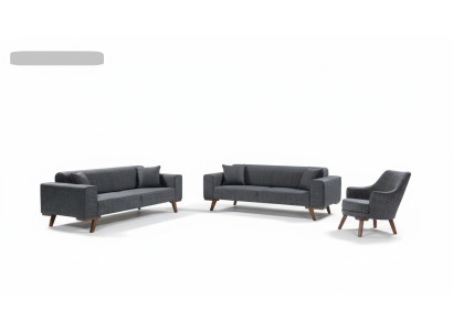 Sofa komplekts 3+3+1 sēdvietas Dizaina sofai Polster Couchen Pelēki Mēbeles 3 gab.