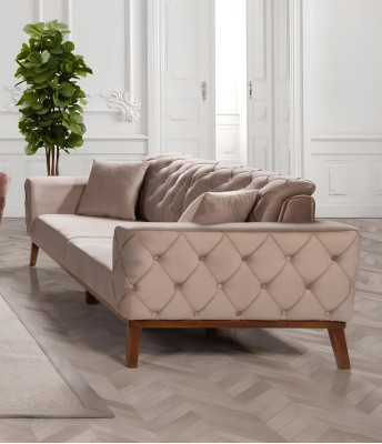Sofa komplekts Sofa 3+3+1 sēdvietas brūns krēsls audums Chesterfield samts