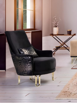 Sofagarnitūra Melna gulta 3+3+1 vietas krēsls Elegantais metāls audekls