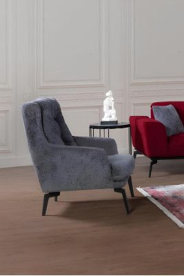 Sofas komplekts 331 Sēdeklis Polster Sofa dzīvojamā zona Mēbeles Sarkanā Pelēka