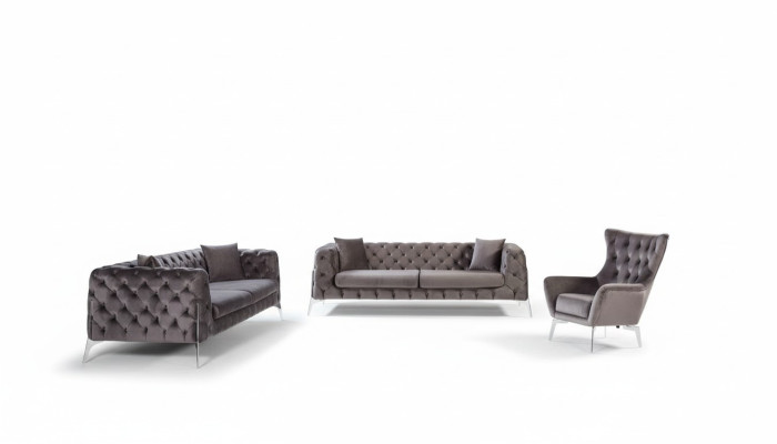 Sofas komplekts Taupe krēsls 331 trīsvietīgais Chesterfield komplekss.