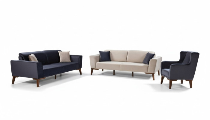 Sofas komplekts 3+3+1-vietīgs dīvāns Dīvānu komplekts Tekstila krēsli Dzīvojamā istaba