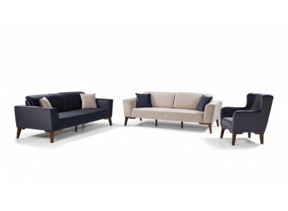 Sofas komplekts 3+3+1-vietīgs dīvāns Dīvānu komplekts Tekstila krēsli Dzīvojamā istaba
