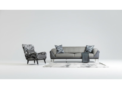 Pamatne Garnitūra 3+1 sēdvieta Biroja Pamatne Sofa Krēsls Jauns Pelēcīgi.