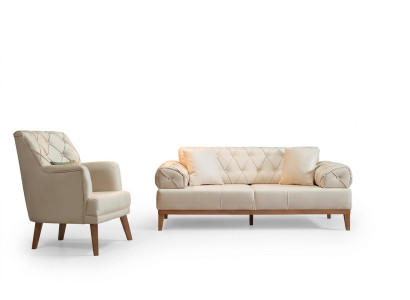 Sofa komplekts Dīvanu komplekts Dīvāns Krēsli Trīsvietīgs 3+1 krēsls beige