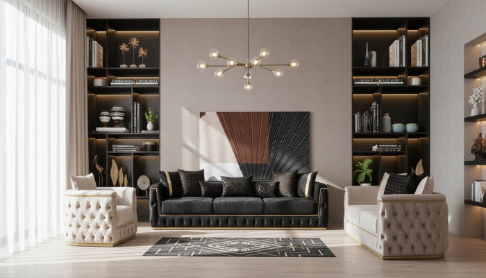 Sofa komplekts Dīvāns Dīvāns Krēsli Trīsistabu 3+3+1 Sēdekļa audums