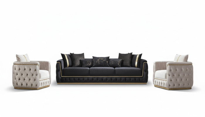 Sofa komplekts Dīvāns Dīvāns Krēsli Trīsistabu 3+3+1 Sēdekļa audums