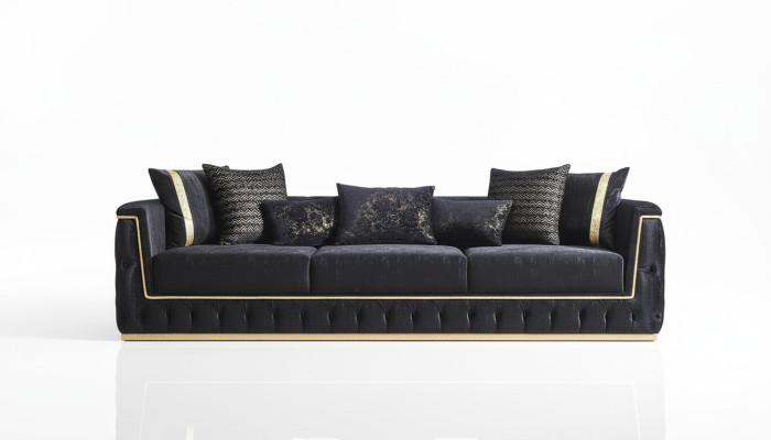Trīsmēbeļu dīvāns 3 sēdvietu dīvāns polsterkoka Chesterfield ar tekstila apdari