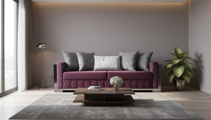 Moderns Dīvāns Sofas Dizaina Dīvāns Trīsisēdētājs Sēdeklis Burgundijas Dīvāns 3 Sēdvietas