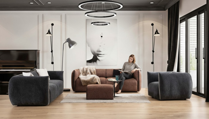 Sofas komplekts ar 4+3+1 sēdvietām, mēbelu komplekts, kopplaiks 3 gabalus, jauns