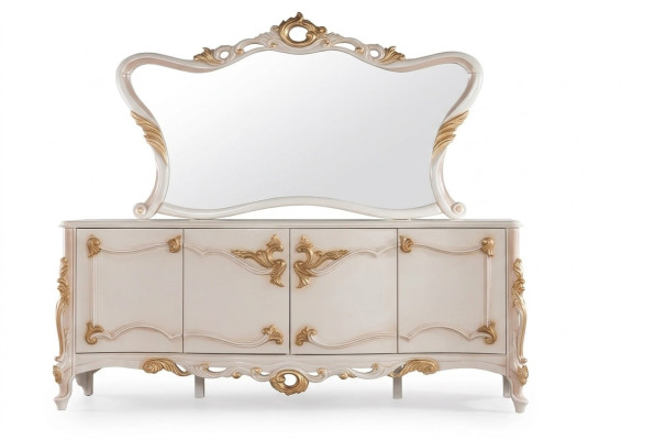 Galds ar spoguli, Baroka stilā, kredences koka kumodnieks, koka skapis, jauns
