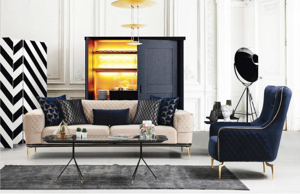 Sofas komplekts dīvāns Luxus krēsls 3+3+1 sēžamvieta Komplekts Moderns
