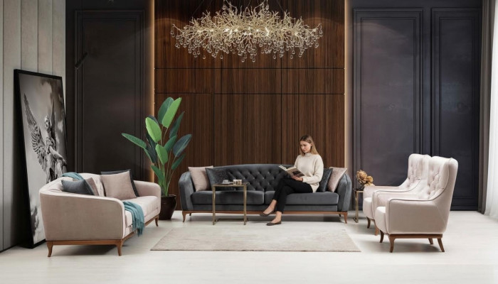 Sofasets, dīvāns Luksa dīvāns Ar krēsliem 4+3+1 vieta Moderns 3 gabalu komplekts dizains