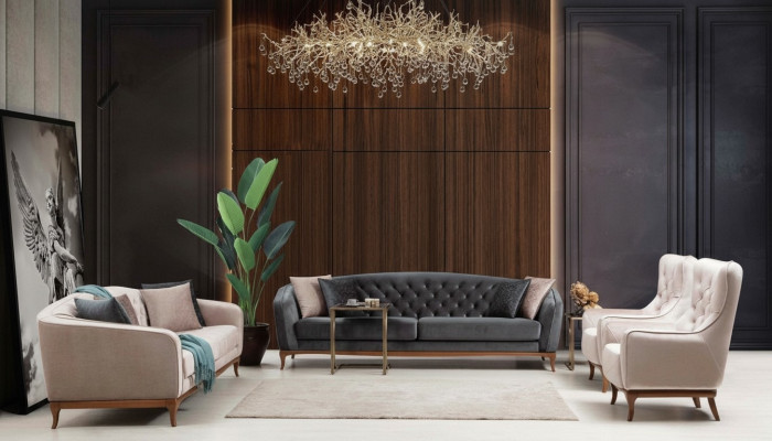 Sofasets, dīvāns Luksa dīvāns Ar krēsliem 4+3+1 vieta Moderns 3 gabalu komplekts dizains
