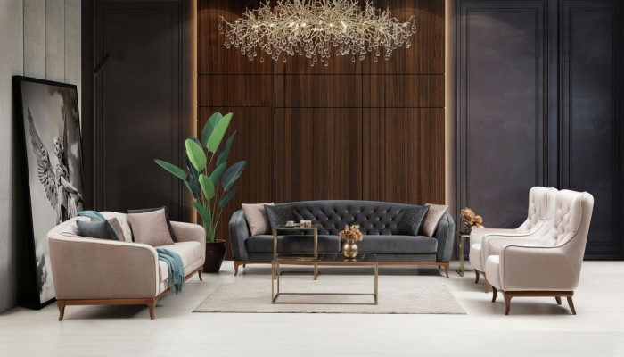 Sofasets, dīvāns Luksa dīvāns Ar krēsliem 4+3+1 vieta Moderns 3 gabalu komplekts dizains