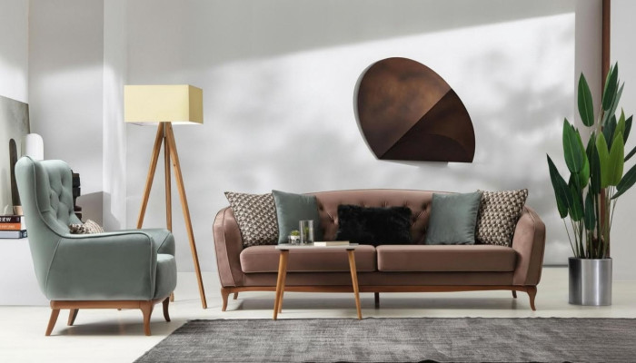 Garnitūra Sofa garnitūra Luxus dīvāns 4+1 sēdvietu grupa dzīvojamā istaba auduma dizaina mēbeles