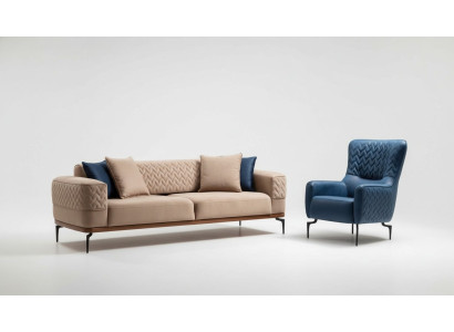 Sofagarnitūra Sofa Luxury Garnitūra Dīvāns Krēsls 3+1 vietnes Moderns komplekts dizaina grupa