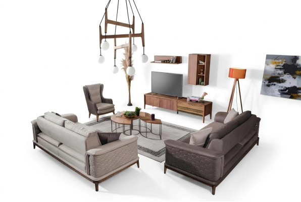 Garderobe Dīvāna komplekts Luxus 3+3+1 krēsla Dīvāns Aušš Sēdekļa dīvāns Moderns Brūns