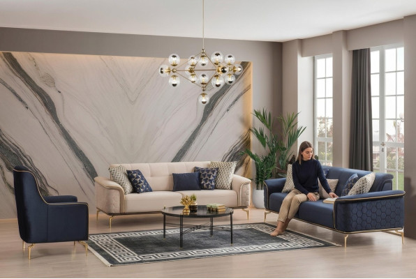 Sofagarnitur Garnitur Sofas Sofa Krēsli Trīspersonu 3+3+1 Sēdekļi Auduma Grupa Neuu