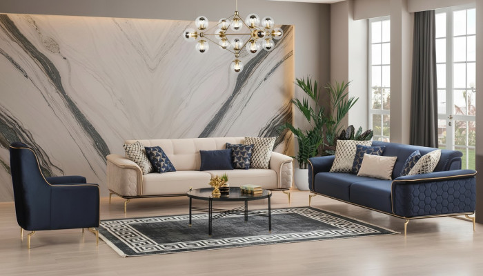 Sofagarnitur Garnitur Sofas Sofa Krēsli Trīspersonu 3+3+1 Sēdekļi Auduma Grupa Neuu