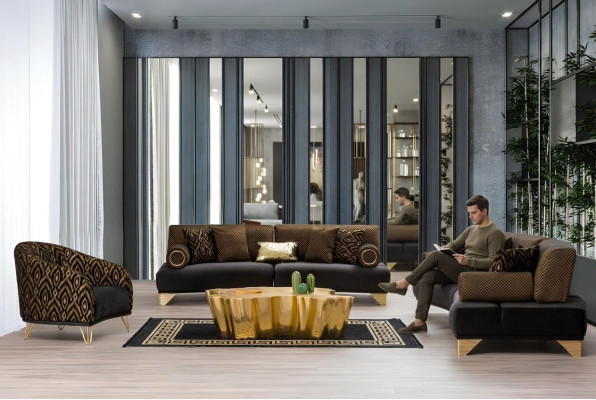 Sofas komplekts Divvietīgs dīvāns Dīvāns Krēsls Trijvietīgs 3+3+1 galdiņu komplekts Auduma grupa Jauns
