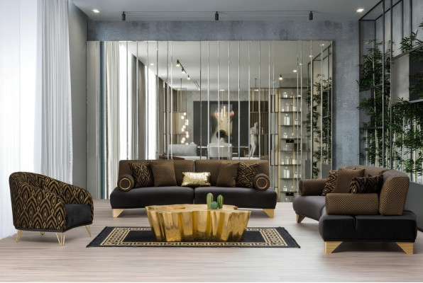 Sofas komplekts Divvietīgs dīvāns Dīvāns Krēsls Trijvietīgs 3+3+1 galdiņu komplekts Auduma grupa Jauns