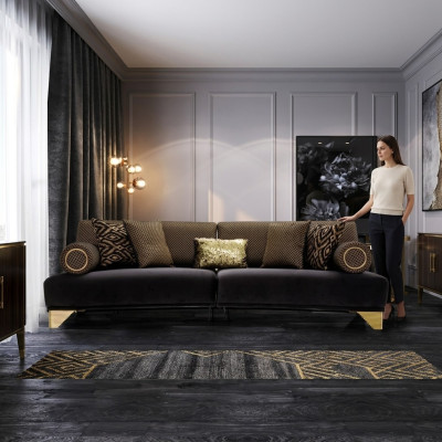Trīscēteris dīvāns 3 sēdvietu luksusa dīvāns dzīvojamā istabā tērpta dīvāns 260 cm mēbeles