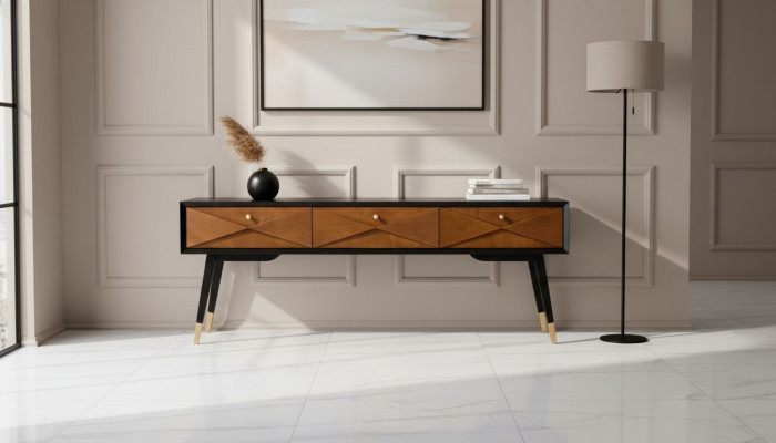 Konsolu galda konsole komoda sideboard koks moderņu dizains luksuss brūns jauns