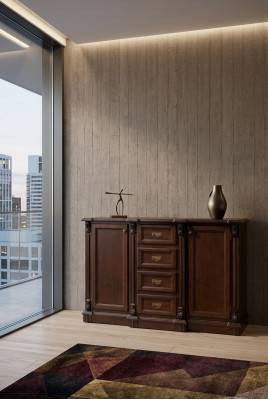 Komoda Sideboard Kommode Skapis Skapji Dzīvojamā Istaba Koks Baroks Brūns Mēbeles