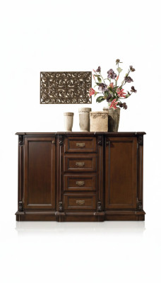 Komoda Sideboard Kommode Skapis Skapji Dzīvojamā Istaba Koks Baroks Brūns Mēbeles