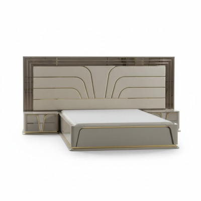 Gultas istaba komplekts divguļama gulta luksusa gulta Moderna beige komplekts 3 gabali Jauns
