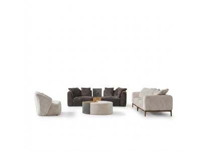 Sofa stoffa mīkstajā krāsā Balts, 3 gabali, modernais dzīvojamais numurs.