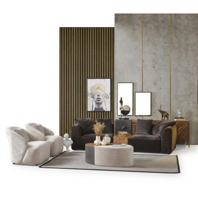 Sofas komplekts 4 personām Krēsls Četrpersonu mūsdienīgs melns audums Jauns