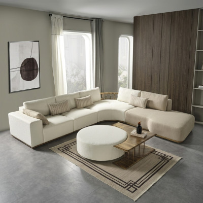 Balts stūra dīvāns L formas Couch Couchtisch Luxus auduma mēbeles balts dizains jauns