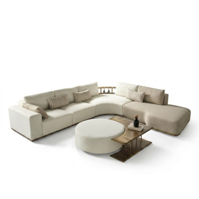 Balts stūra dīvāns L formas Couch Couchtisch Luxus auduma mēbeles balts dizains jauns