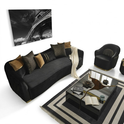 Sofa komplekts, 4 vietu dīvāns, krēsls, četrvietīgs, zils, poliestera komplekts