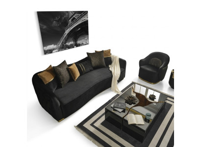 Sofa komplekts, 4 vietu dīvāns, krēsls, četrvietīgs, zils, poliestera komplekts